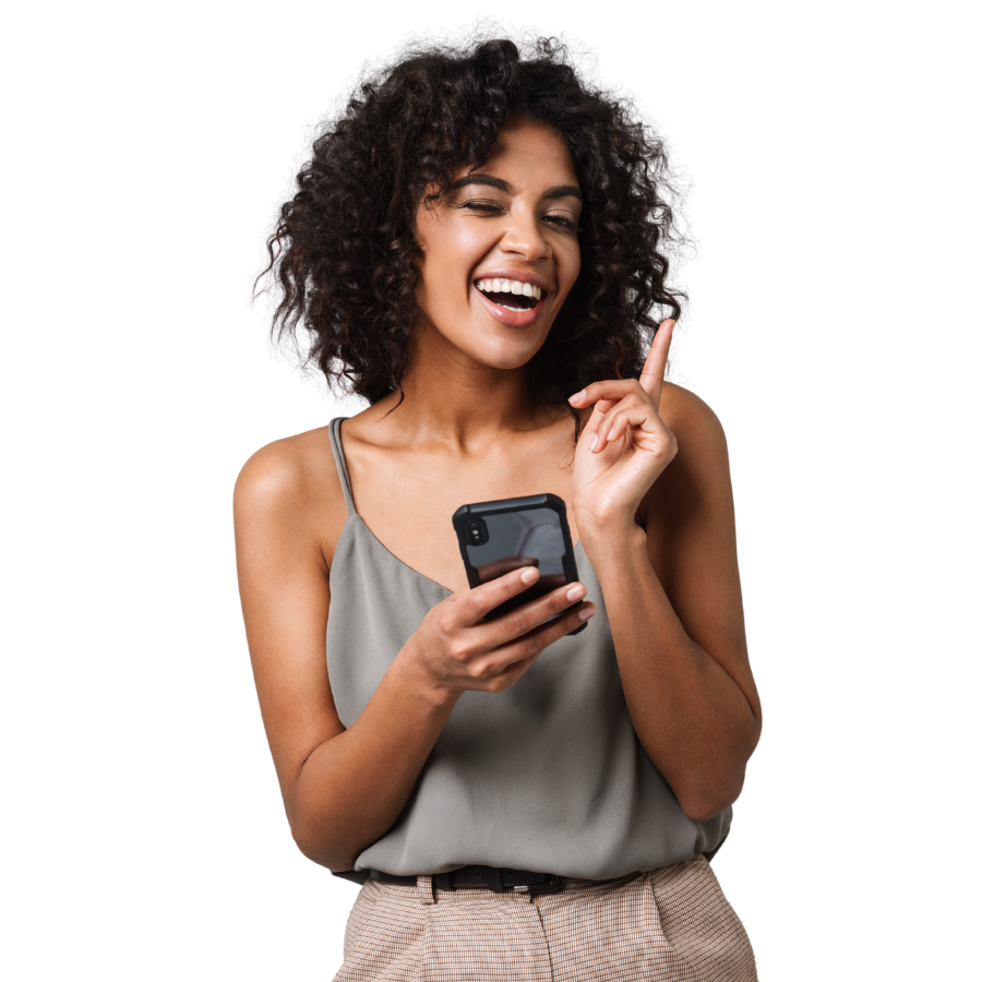 Woman buying prepaid services in her phone